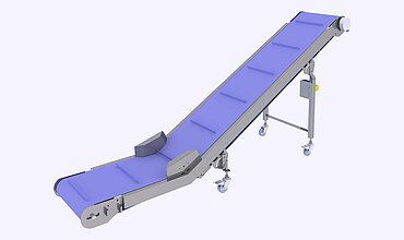 Weighing platform KWT 16 from KRONEN – the product is discharged gently and automatically via the mobile discharge belt.