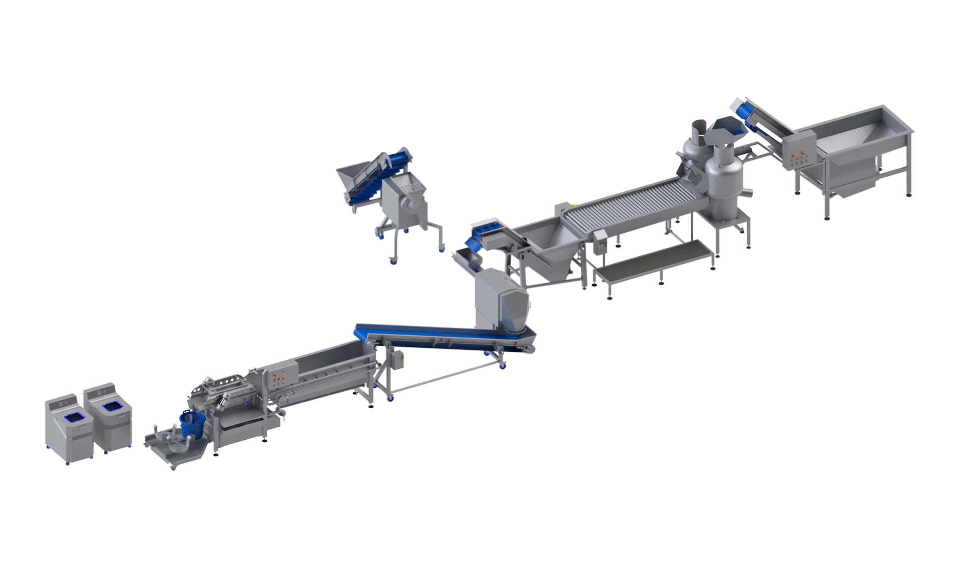 KRONEN Verarbeitungslinie für Kartoffeln, Möhren, Rüben und Sellerie bis 1.200 kg/h: halbautomatische Komplettanlage zur Kartoffel Verarbeitung