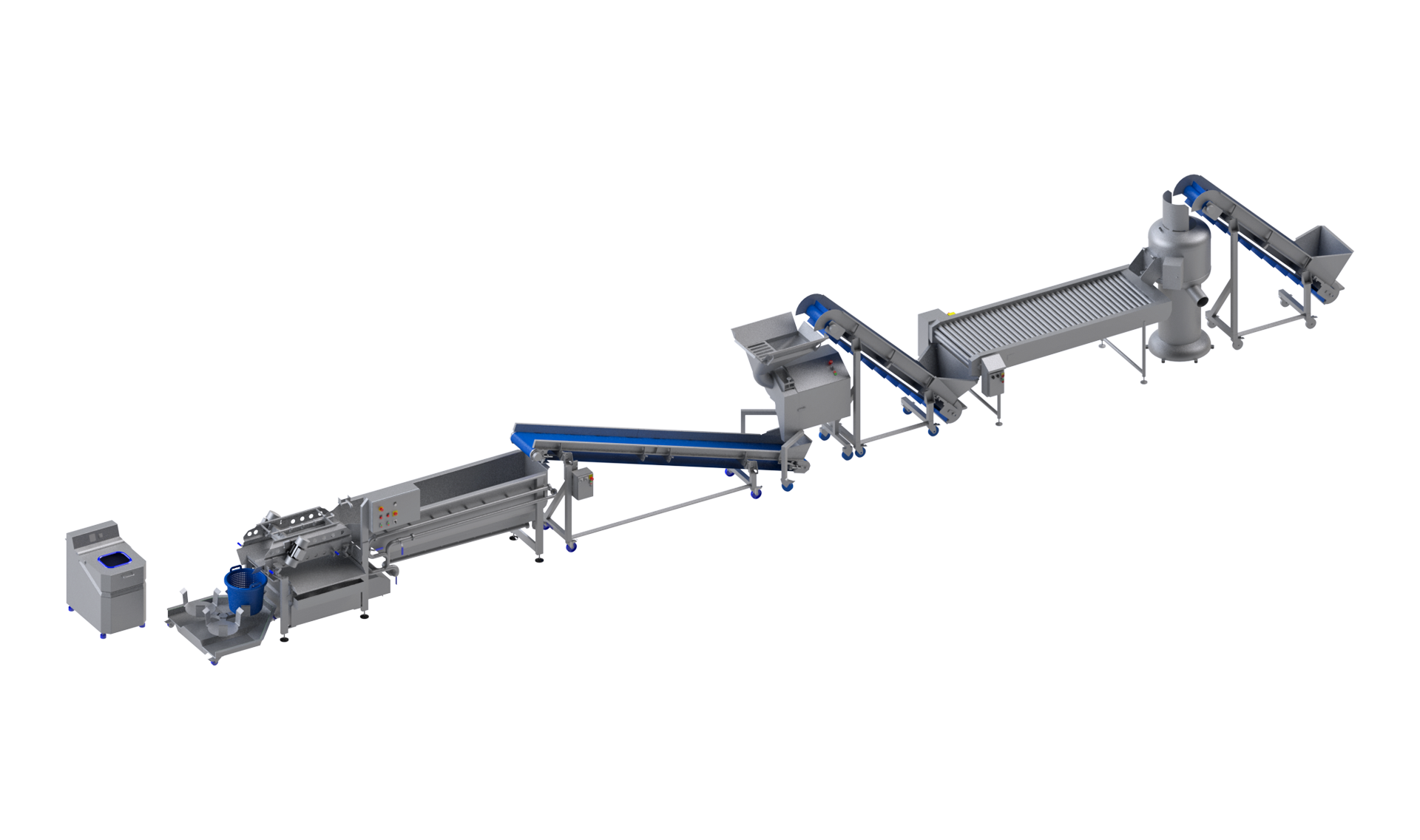 KRONEN Verarbeitungslinie für Kartoffeln, Möhren, Rüben und Sellerie bis 600 kg/h: halbautomatische Einsteiger-Anlage zur Kartoffel Verarbeitung