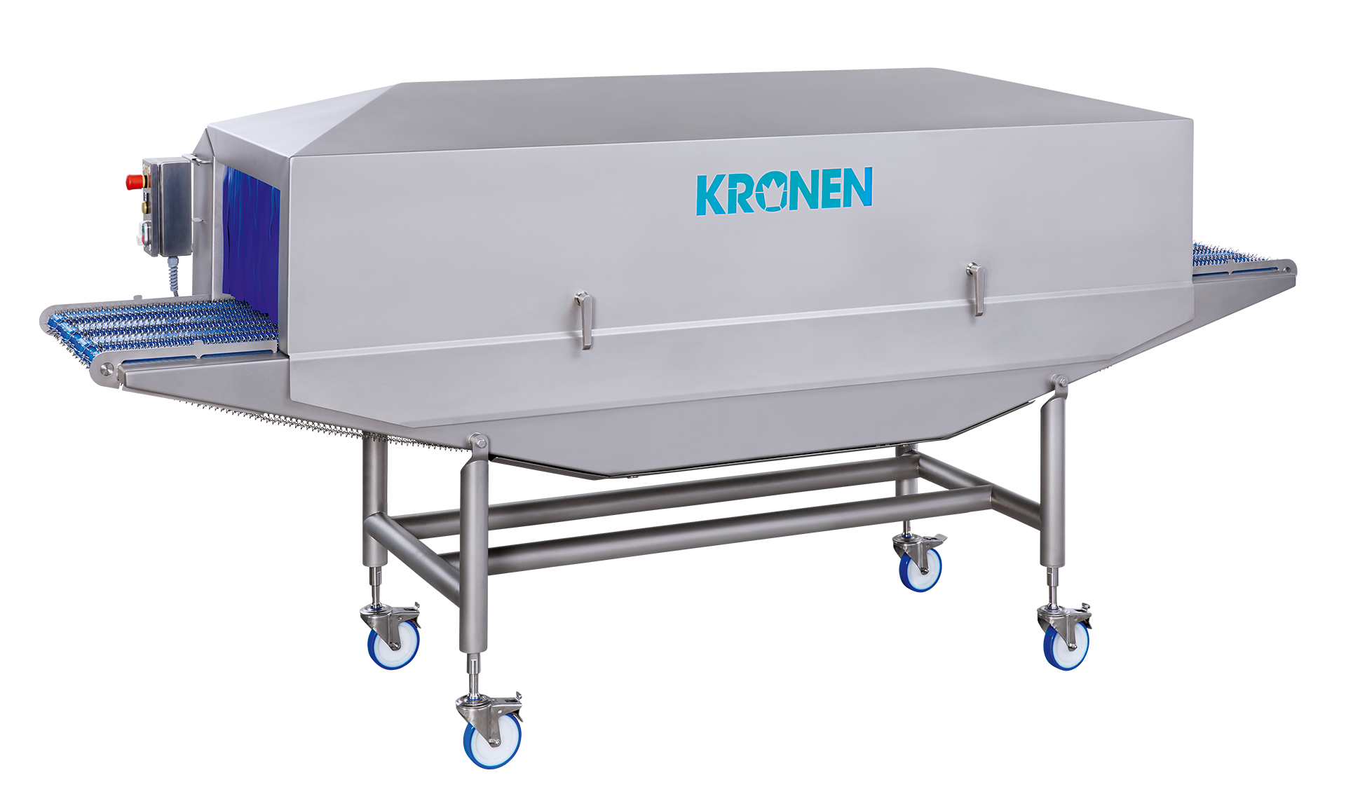 With the UVC Lock disinfection lock from KRONEN, the surfaces of packaging material, tools and food products are disinfected quickly and safely in a dry process, without heat, undesirable additives or residues