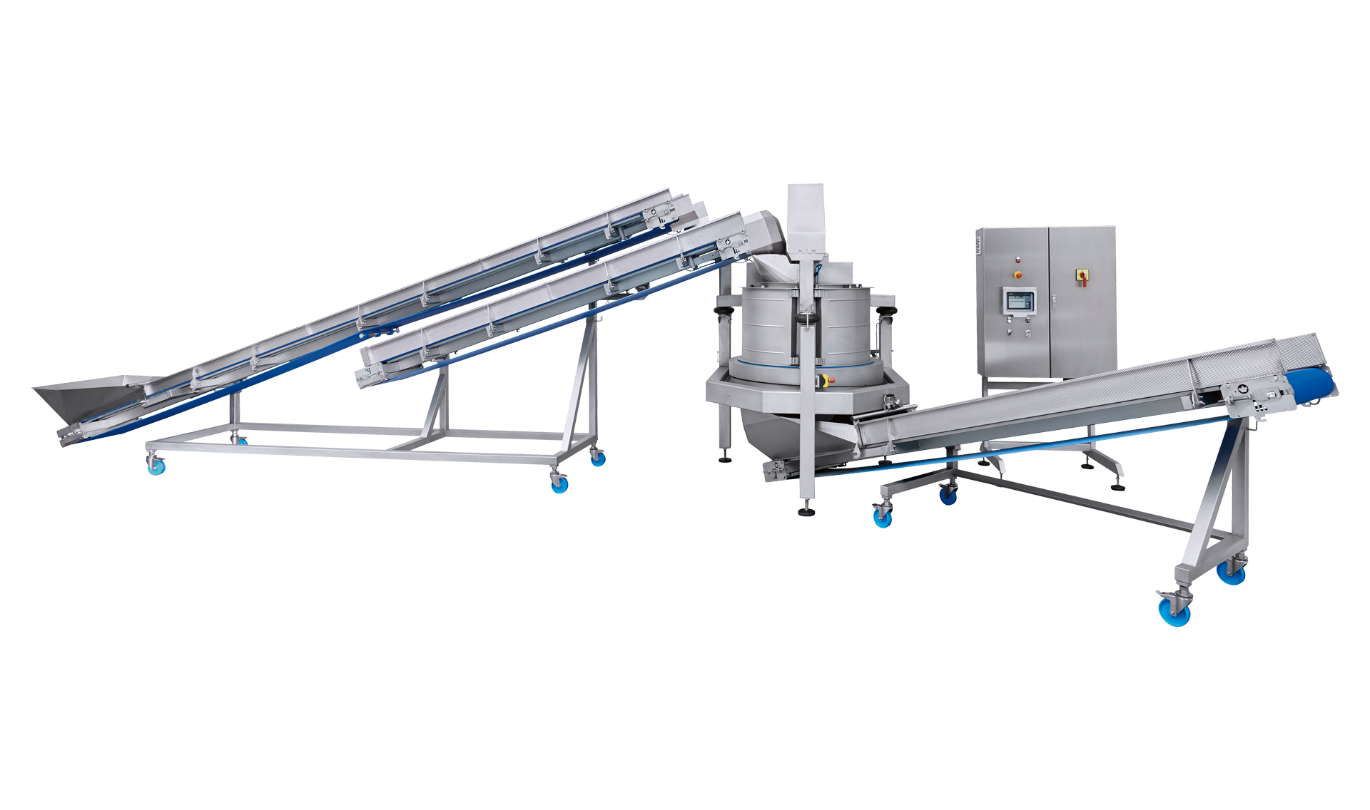 K650 drying system from KRONEN: large centrifuge system for products including salad (salad mixes, lamb’s lettuce, iceberg rucola etc.), herbs, spinach, cut vegetables (e.g. carrots and cabbage) as well as fruit and mushrooms