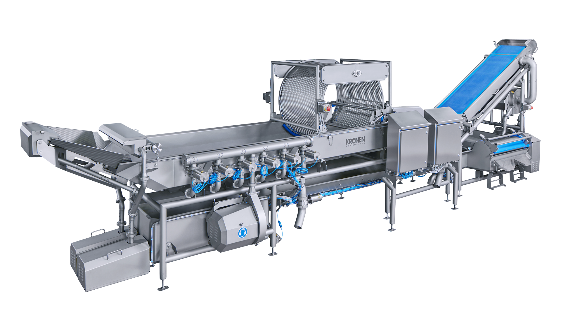 Vorwaschmaschine GEWA AF von KRONEN: schwimmende, besonders blättrige Produkte (Salat und Gemüse) ohne mechanische Belastung vorwaschen und Produktionsspitzen abfangen - bis 5 t/h