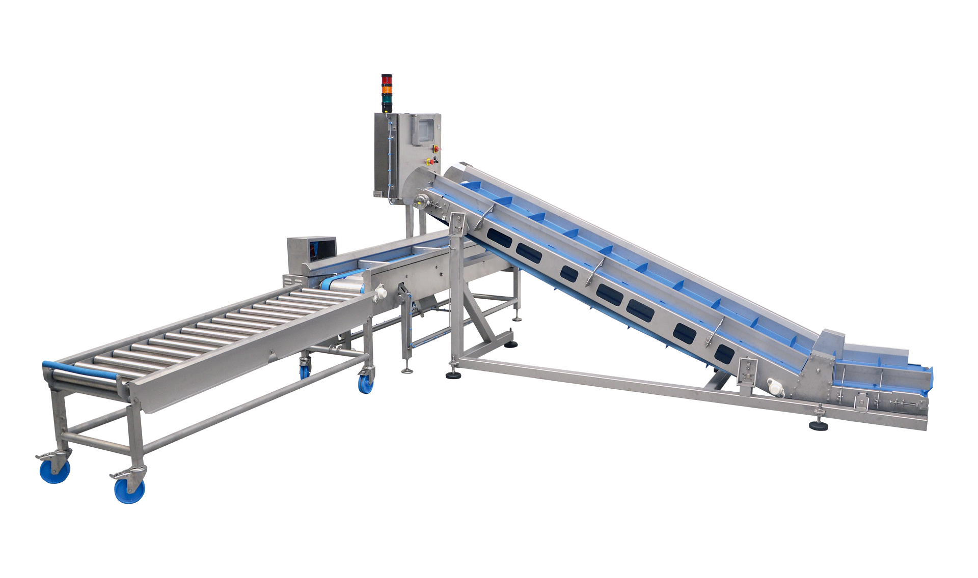 The crate weighing system KWS from KRONEN makes it possible to fill Euro standard crates in seconds with precisely weighed food products